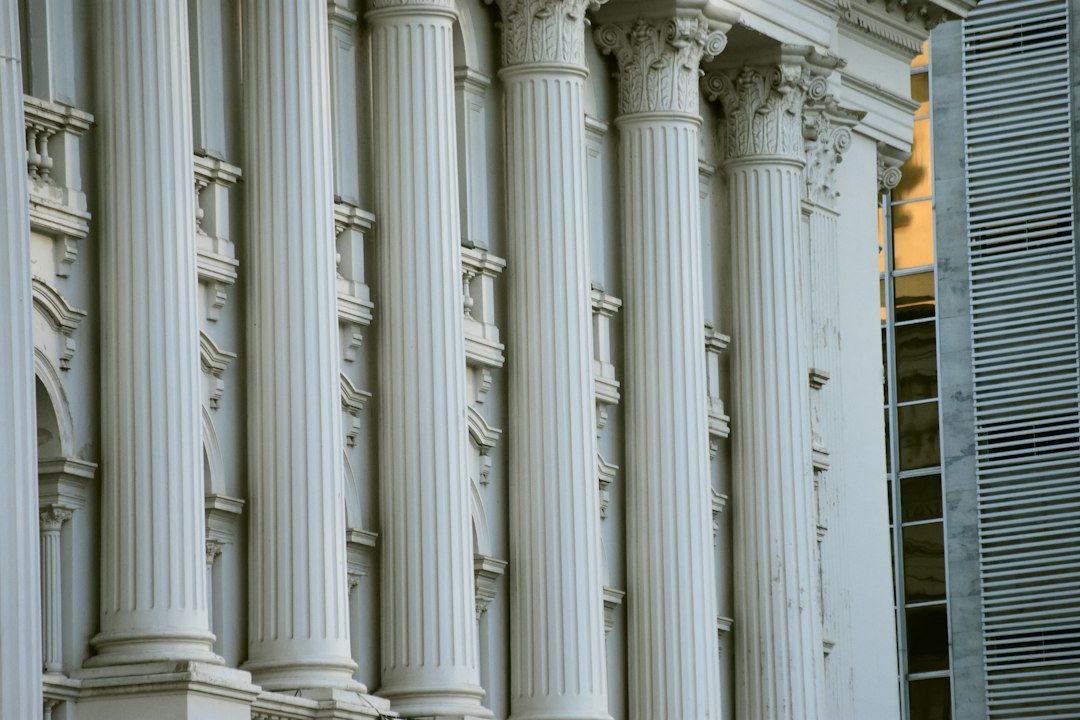 Sunlit classical stone columns
