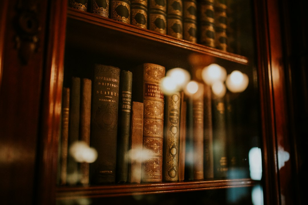 Shelves of traditional books